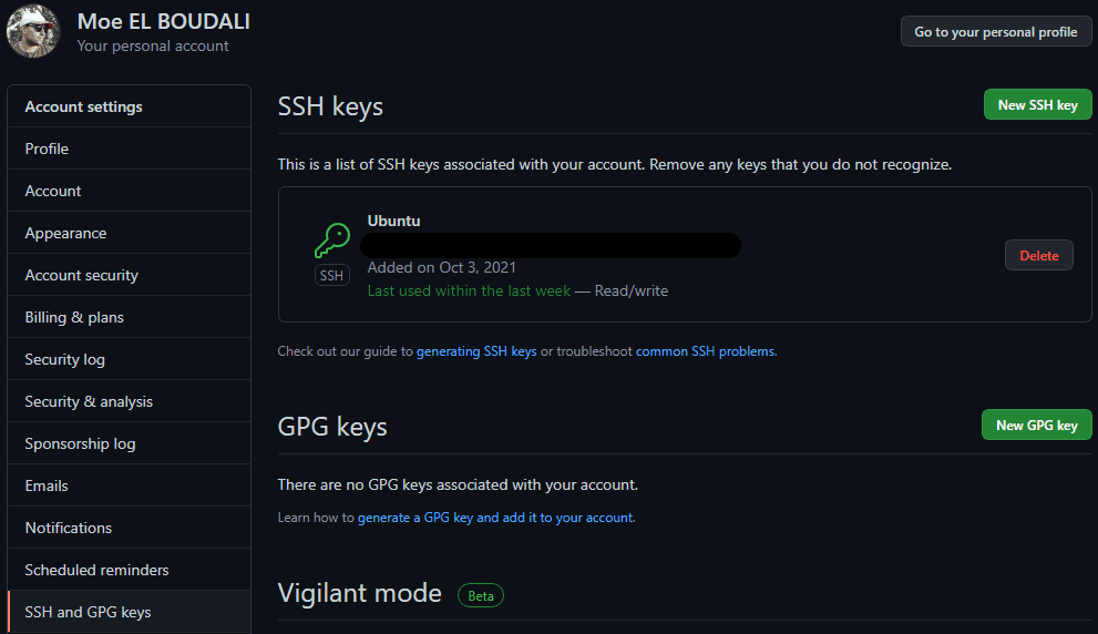 New SSH key